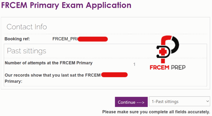 how to apply for FRCEM primary examination