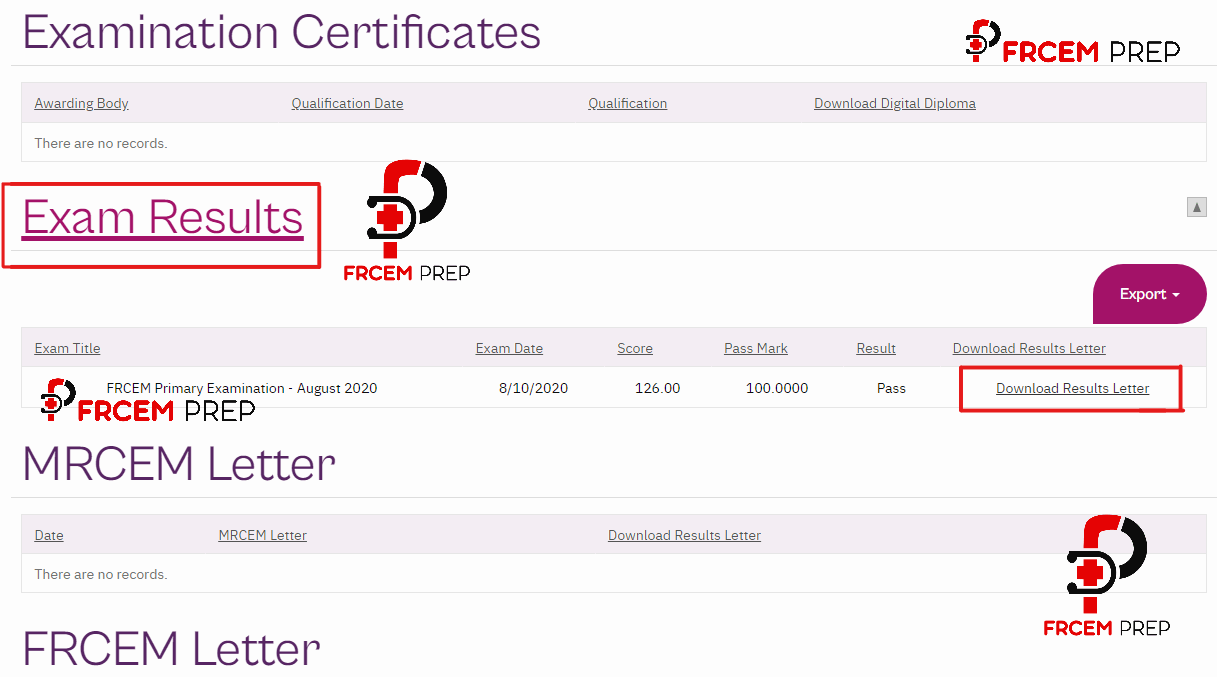 How to check FRCEM results